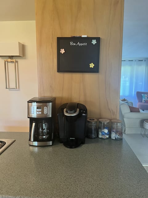 Full Coffee Pot and Keurig with a small starter supply of coffee for both