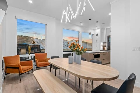 Dining table with seating for 7-8