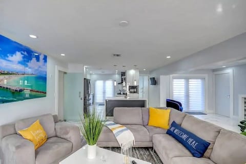 Living room: Large sofas, 55 “smart tv, coffee table 