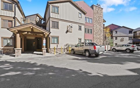 The view of the parking area located in front of the building where guests will have use of two parking spaces.