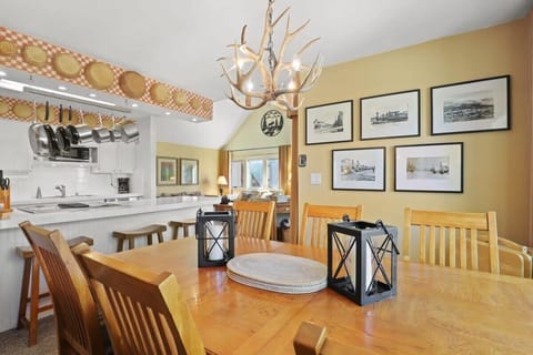 The view from the dining table looking out to the kitchen and open living room.