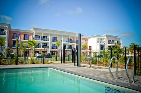 On a hot summer day, take a refreshing dip in the outdoor pool!