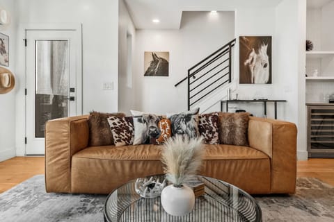 Brown leather seating made for maximum comfort and leisure.
