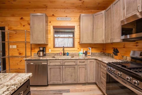 Kitchen with chef's gas stove