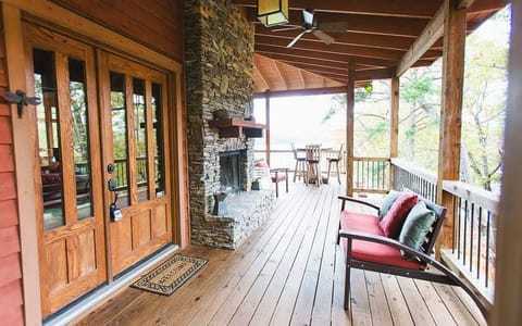Front entrance and outdoor fireplace