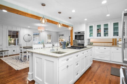 This kitchen is nicely equipped to serve any size group.