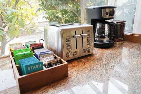 Coffee and all sorts of tea are provided for your convenience