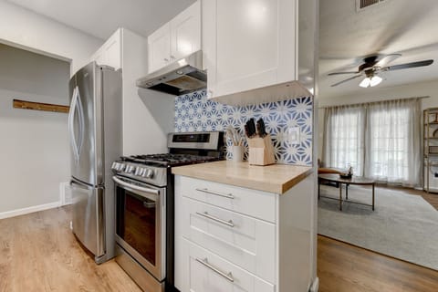 Fully stocked kitchen. 