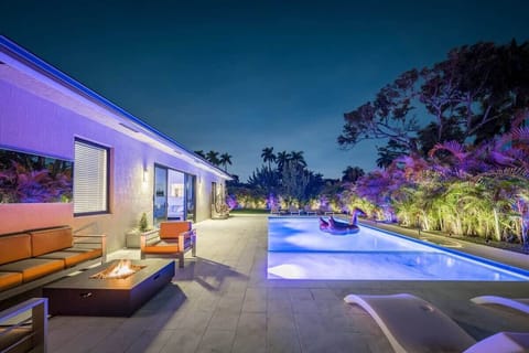 The backyard at night