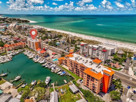 Aerial views of John`s Pass — heart of Madeira Beach, one of Florida`s top beach destinations