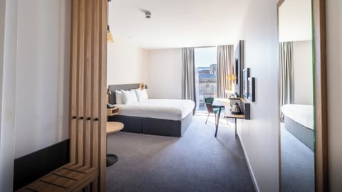 Desk, blackout drapes, soundproofing, iron/ironing board