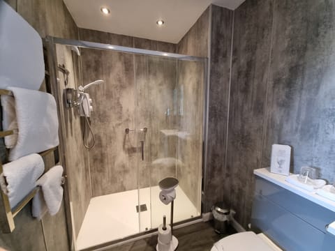 Double Room | Bathroom | Shower, hair dryer, towels