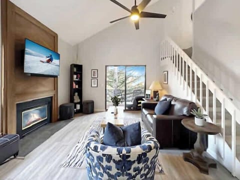 Enjoy the lovely living area and cozy up to the fireplace