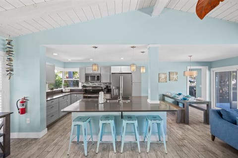 Spacious kitchen with seating for four