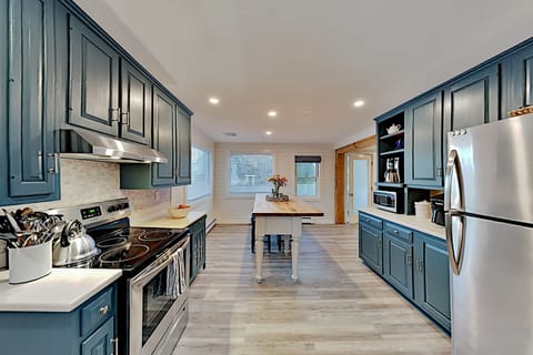 Kitchen is fully stocked with every appliance you will need.