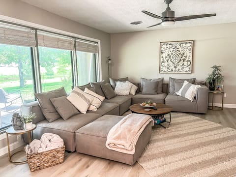 Comfy family room with oversized sectional that sleeps at least 3.