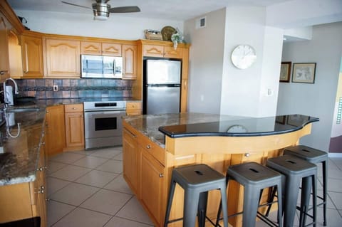 Everything you will need for either a home cooked meal,  bringing in Uber Eats,  making your morning coffee or a margarita are all available to you in this fully stocked kitchen.