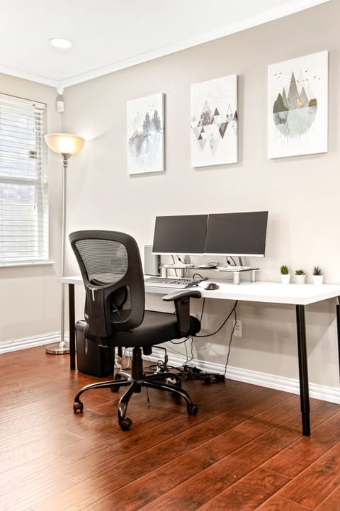 Dual Monitors, Wireless Keyboard and Mouse, USB - C Docking Station, and Chair