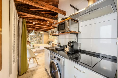 View of the kitchen with appliances