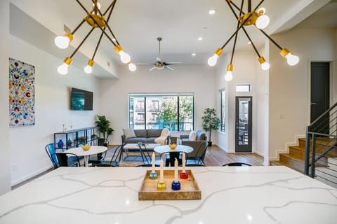 View of the living room from the kitchen island