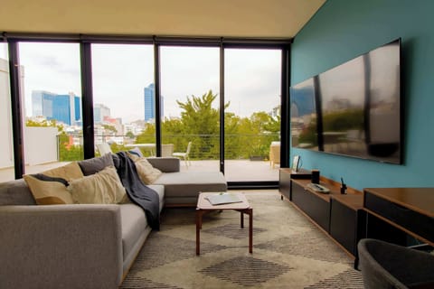 Comfort meets convenience in this lounge.


