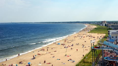 There are seven miles of sandy beach.