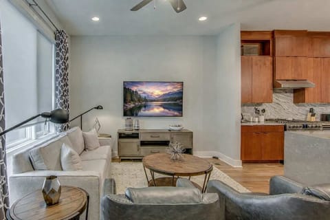 Cozy living room with plush seating, perfect for relaxing, streaming your favorite shows, or unwinding after a day out.