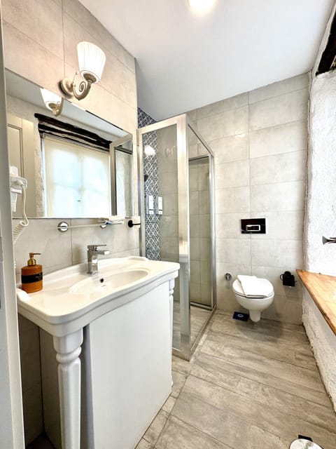 Deluxe Double Room | Bathroom | Shower, free toiletries, hair dryer, slippers