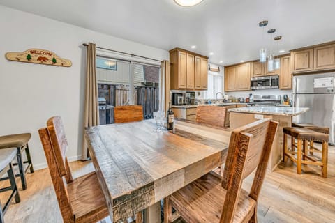 Conveniently located between the kitchen and living room so food, conversation, and fun all flow together.