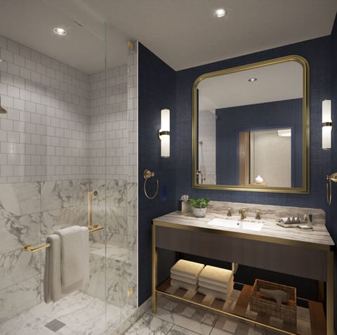 Hair dryer, bathrobes, towels, soap