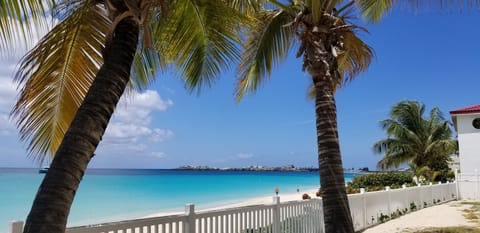 One minute into the tranquil ocean. Simpson bay beach from our condo. 