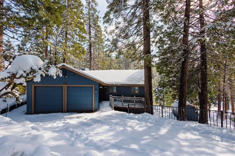 Snowy driveway in the winter.