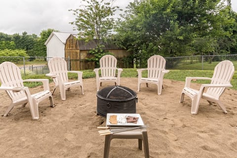 Outdoor seating with firepit for cool evenings together!