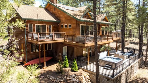 Main level and lower deck with nothing but forest behind