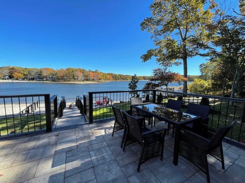 Wide lake views from the waterfront deck. 