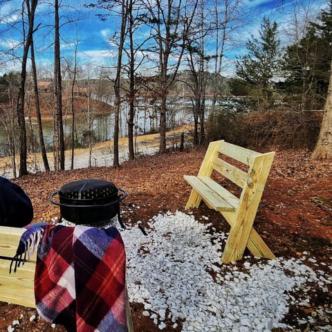 Firepit overlooking the lake, just off the deck.