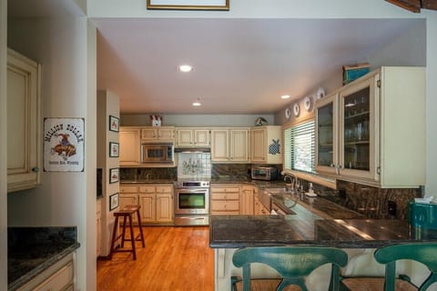 A view of the kitchen from the dining area