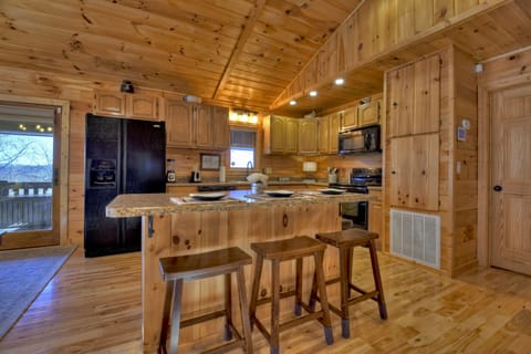 Additional island seating close to the main dining table