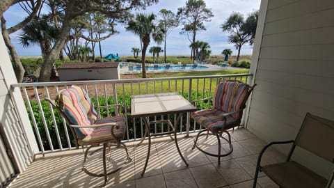 Wonderful views from the patio! You can see both the pool and the ocean!