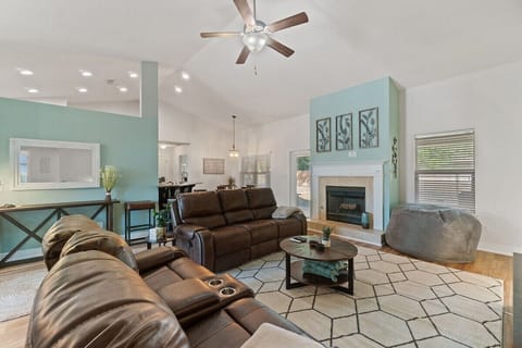 Relax with family and friends in the newly redesigned living room area.