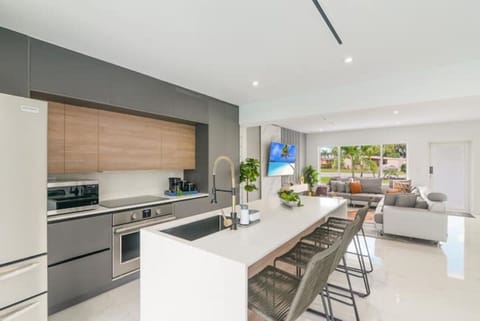 The modern kitchen comes fully equipped with everything you need