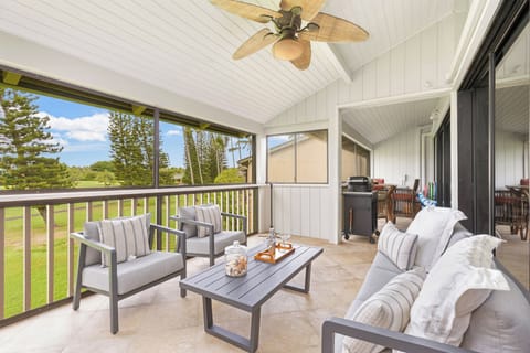 Private balcony with comfortable seating