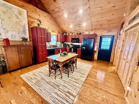 Dining table and kitchen