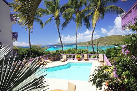 The pool and sundeck also have a lovely harbor view