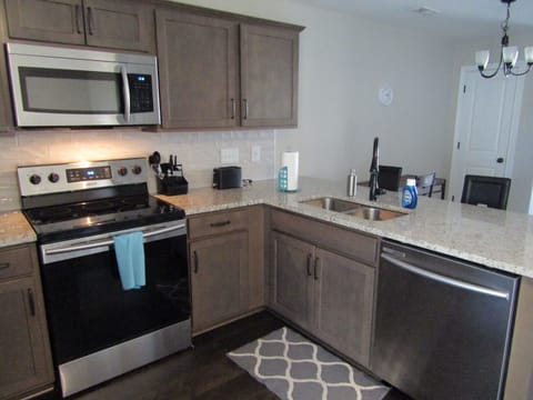 Fully stocked kitchen.