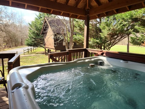 Angler hot tub in private pavilion