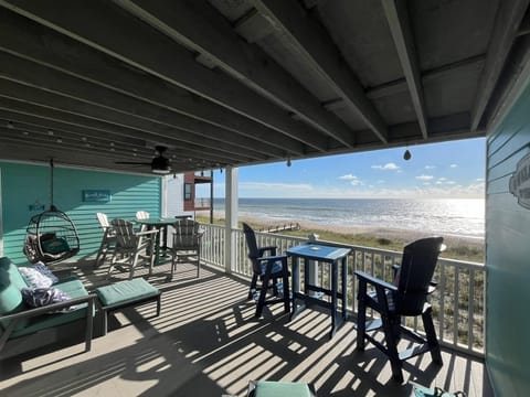 Our Oversized deck is furnished with a variety of quality seating and egg swing