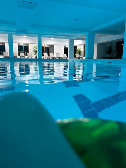 Indoor pool, open 10:00 AM to 9:00 PM, sun loungers