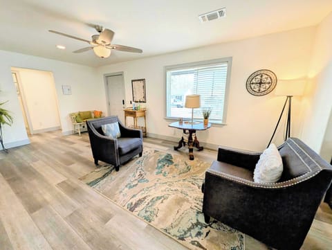 Comfortable seating in a warmly lit living space.