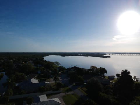 Aerial view from our cottage going North up the Peace River. I-75 bridge in back